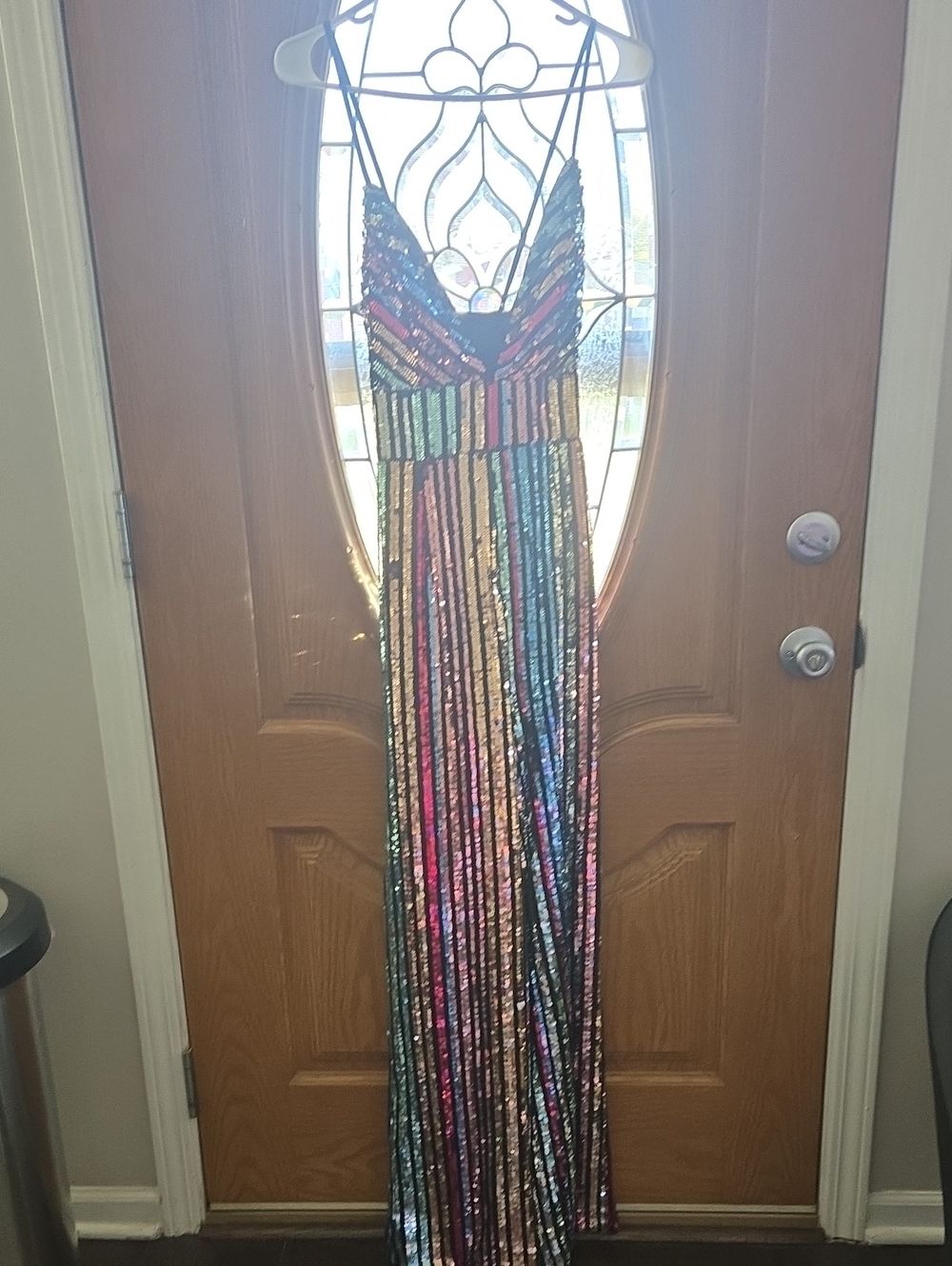 Sequin Striped Rainbow Maxi Dress